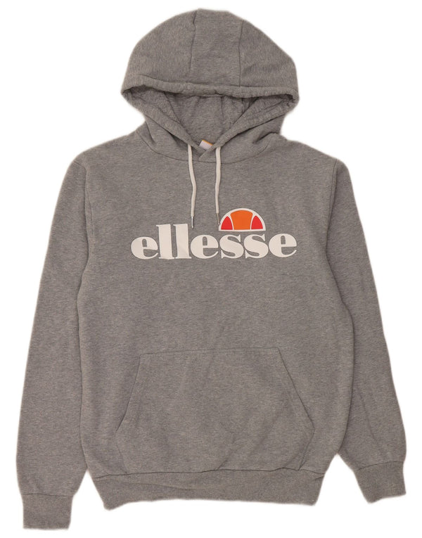 Ellesse Womens Graphic Hoodie Jumper UK 12 Medium Grey Flecked Cotton