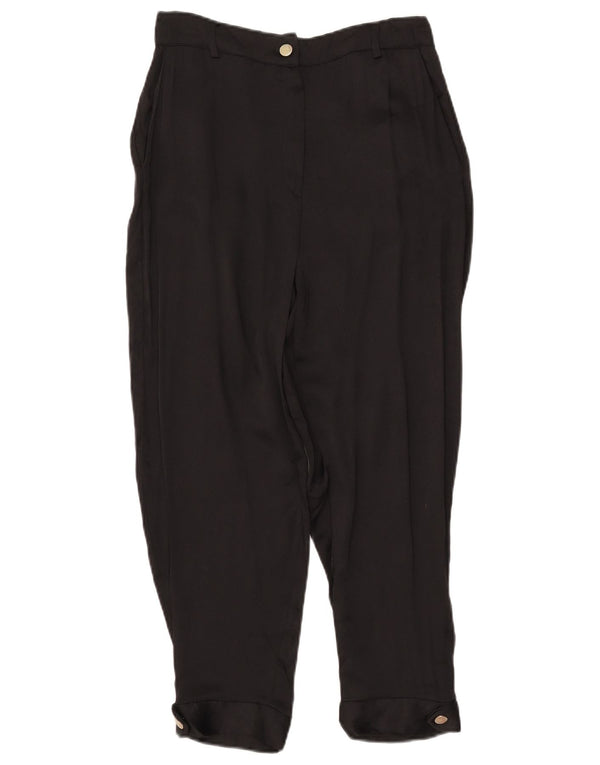 Zara Womens Cropped Trousers Medium W28 L25 Black Viscose