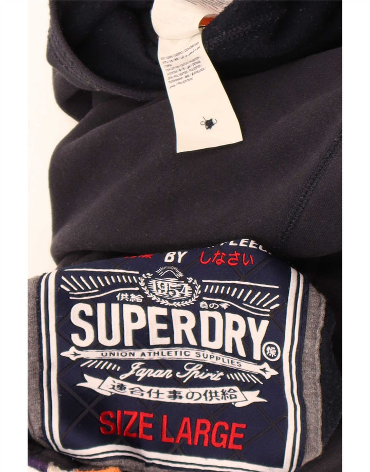 Superdry Herre Grafisk Button Neck Sweatshirt Jumper Stor Sort Bomuld