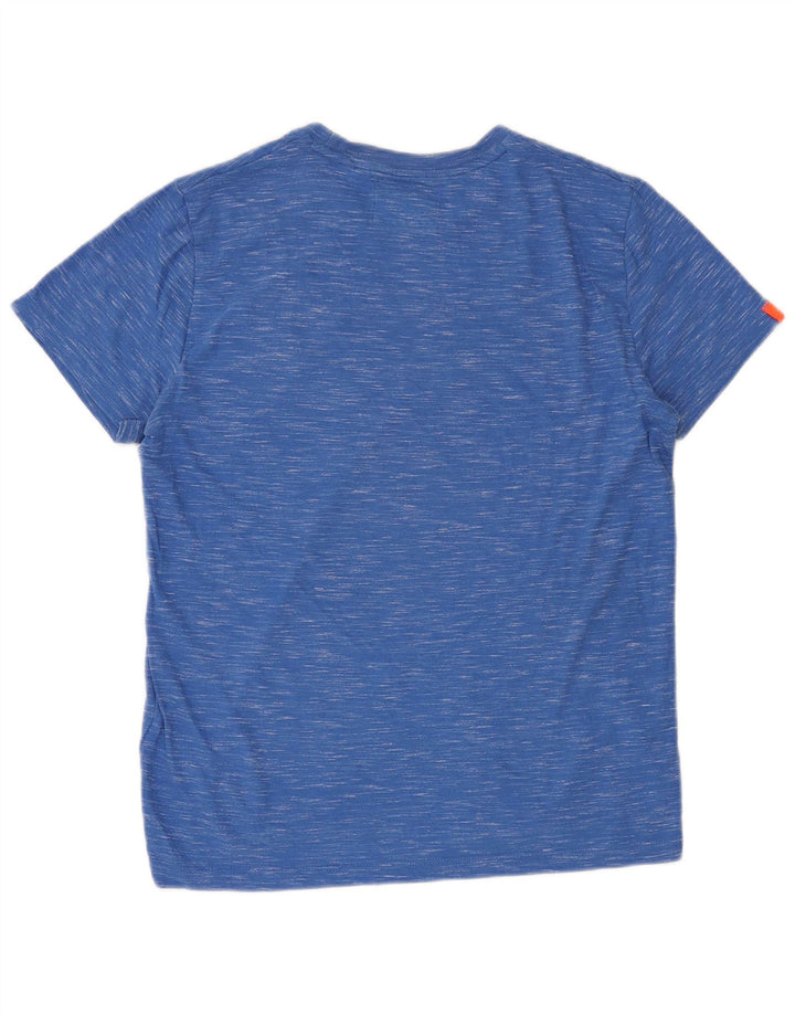 SUPERDRY T-shirt top til mænd, stor blå flækket bomuld