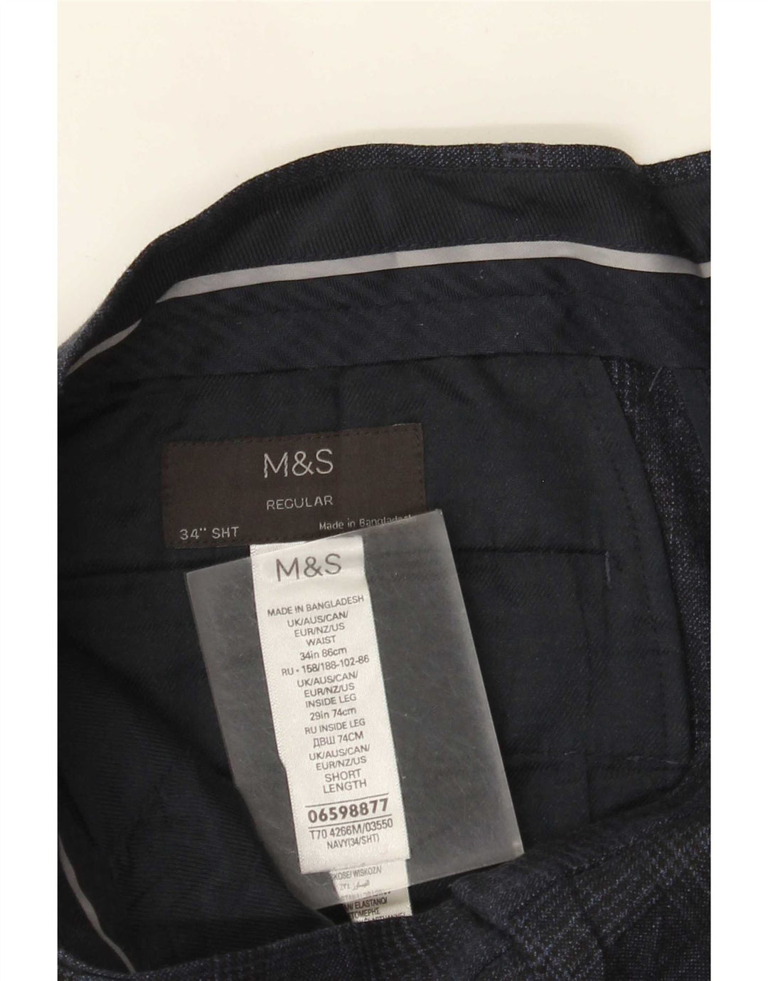 Marks & Spencer Chinobukser til mænd W34 L29 Marineblå Houndstooth
