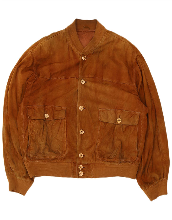 Forester Herre Ruskind Bomber Jacket UK 40 Large Beige Læder