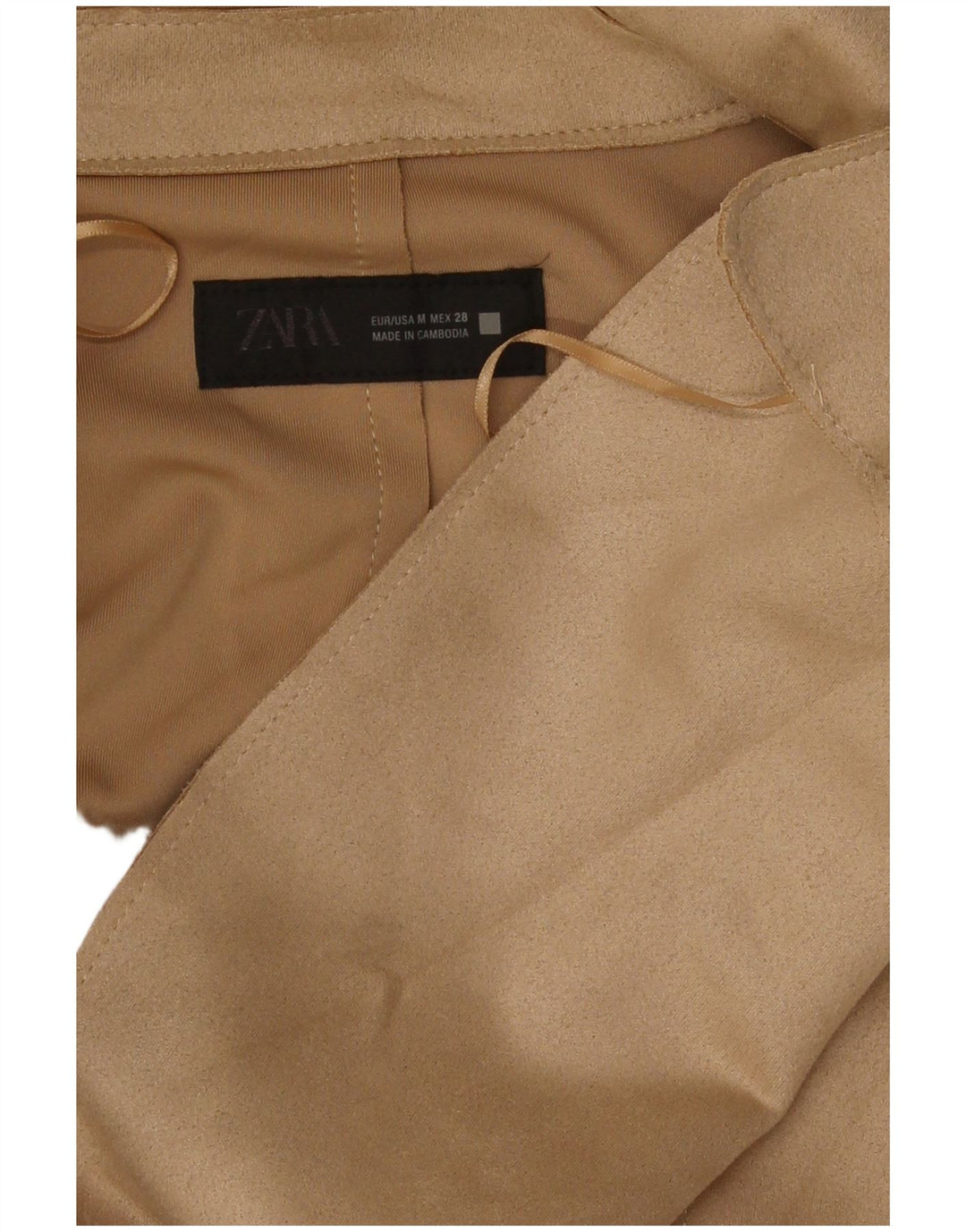 Zara Trench Coat til kvinder UK 14 Medium Beige Polyester