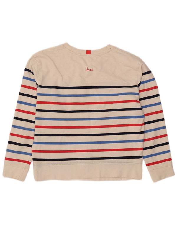 Joules Dame Oversized Sweatshirt Jumper UK 8 Lille hvid stribet bomuld
