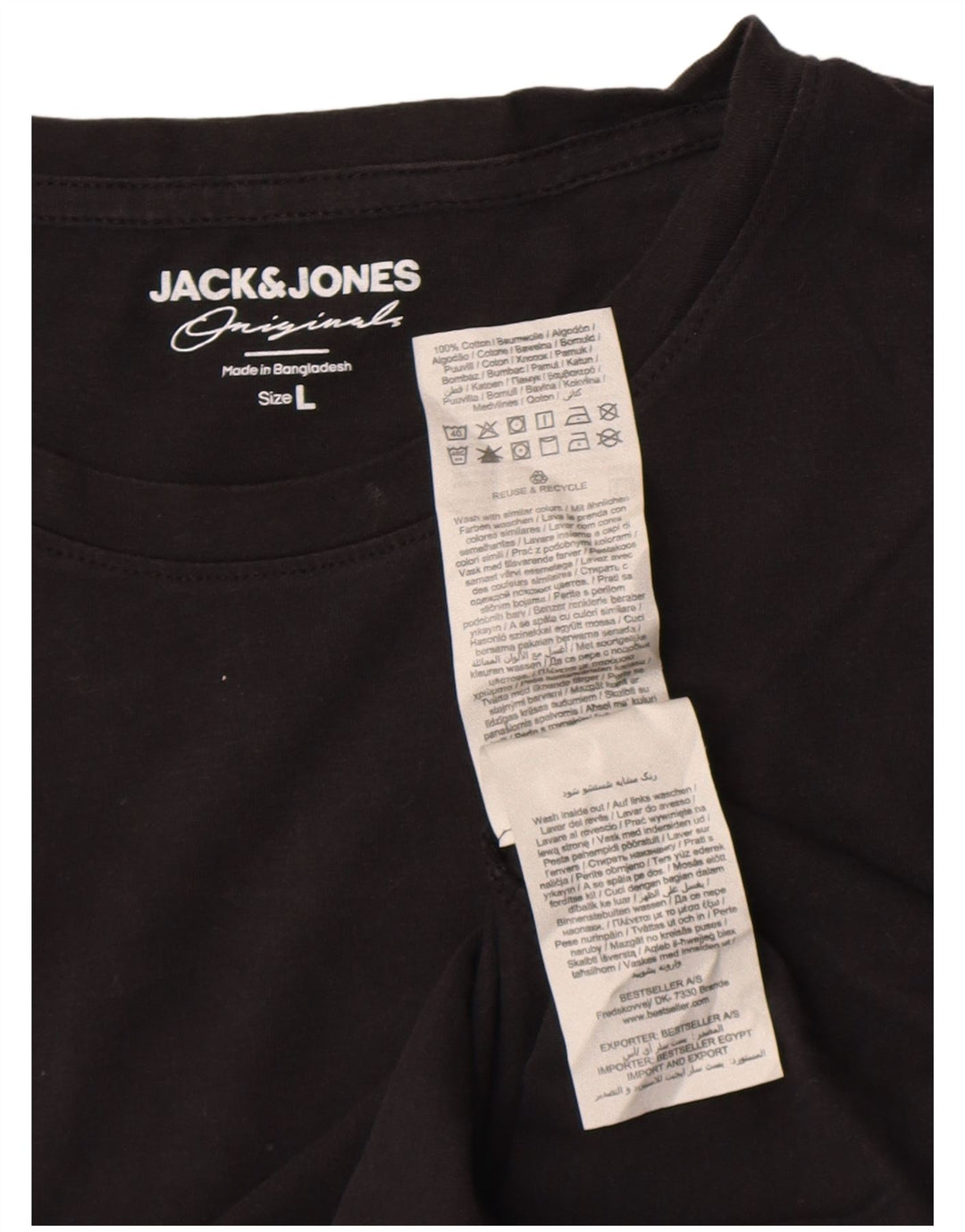 Jack & Jones Herre T-Shirt Top Stor Sort Bomuld