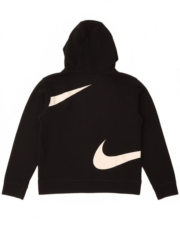NIKE Boys Swoosh grafisk hættetrøje med lynlås 10-11 år Medium Sort