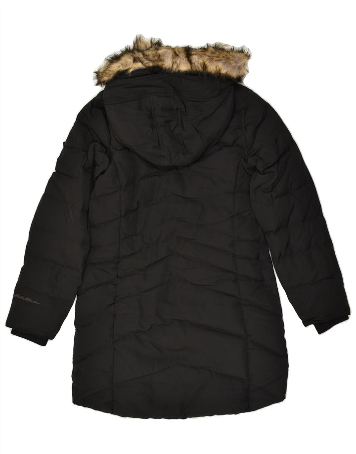 EDDIE BAUER Womens Hooded Padded Coat UK 10 Small Black Polyester | Vintage Eddie Bauer | Thrift | Second-Hand Eddie Bauer | Used Clothing | Messina Hembry 