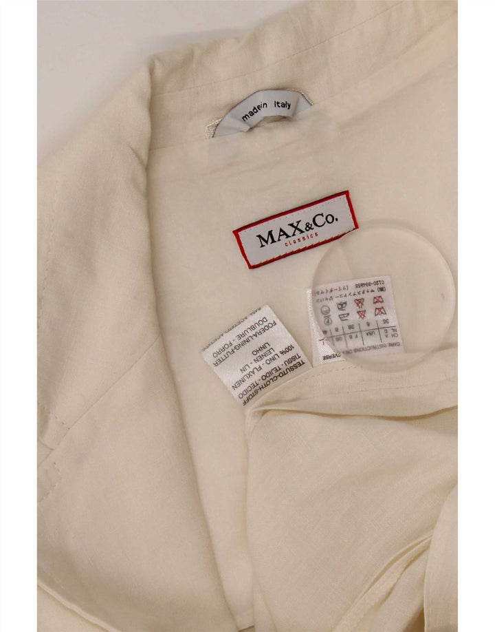 Max & Co. Dame 3-knaps blazerjakke UK 8 Small White Linen
