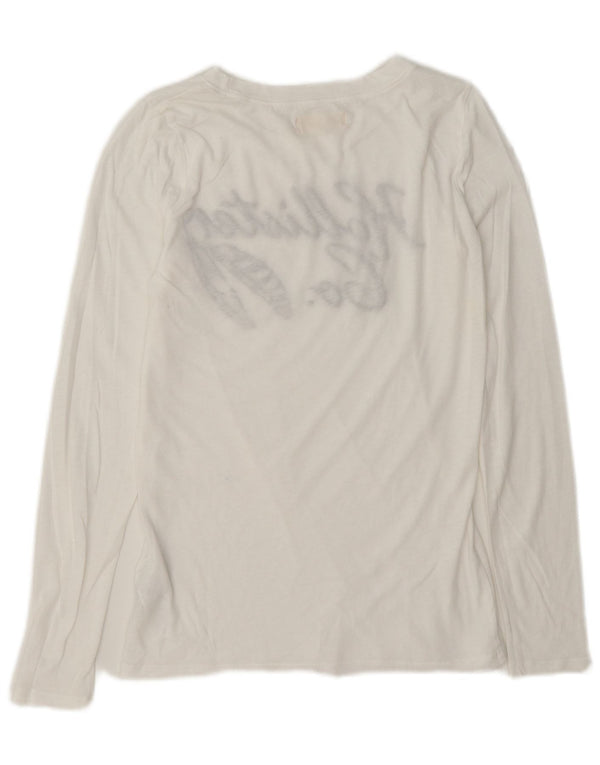 Hollister Dame Grafisk Top Langærmet UK 10 Small White Bomuld