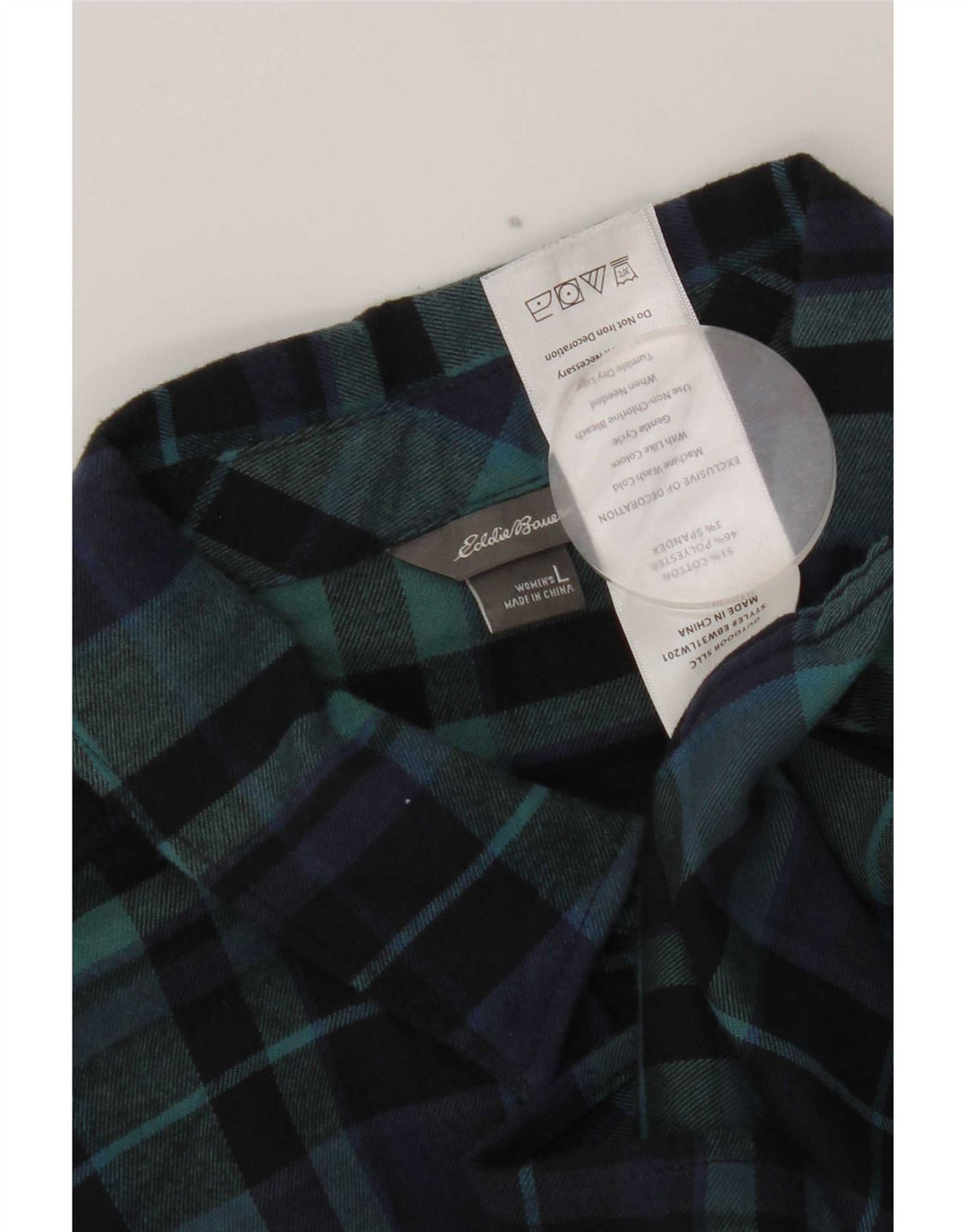 Eddie Bauer Dame Flanell Shirt UK 16 Large Navy Blue Ternet Bomuld
