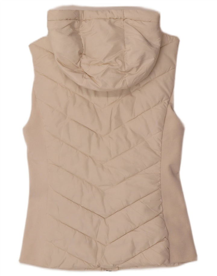 Zara Dame Hætte Polstret Gilet UK 12 Medium White Polyester