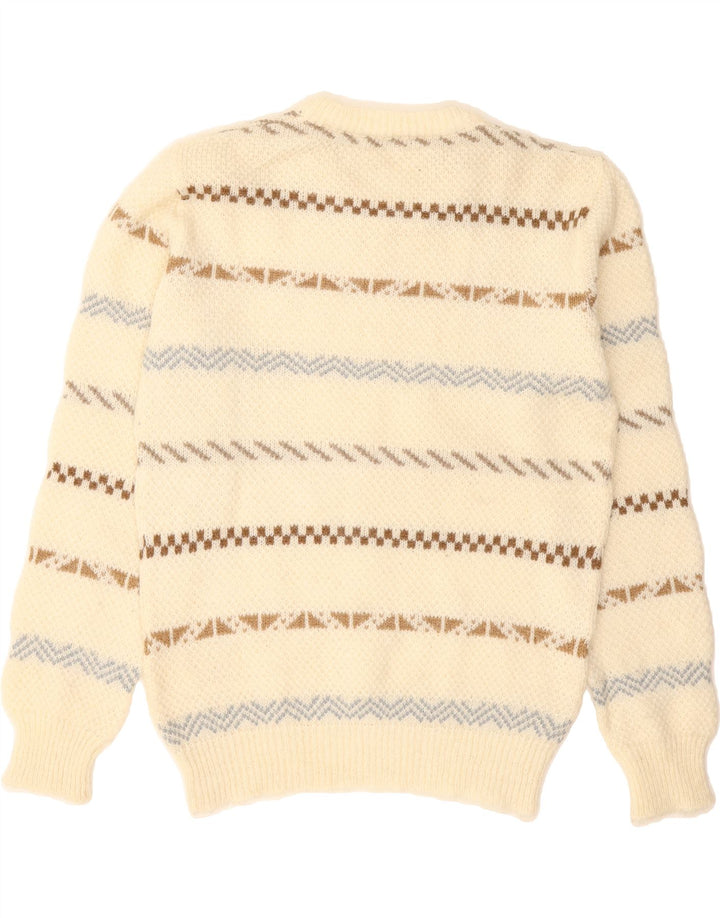 VINTAGE Mens Crew Neck Jumper Sweater IT 52 Large Off White Geometric Vintage Vintage and Second-Hand Vintage from Messina Hembry 