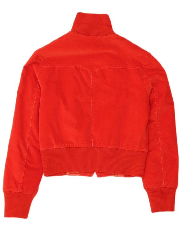 Vintage Womens Crop Corduroy Jacket UK 10 Small Red Bomuld