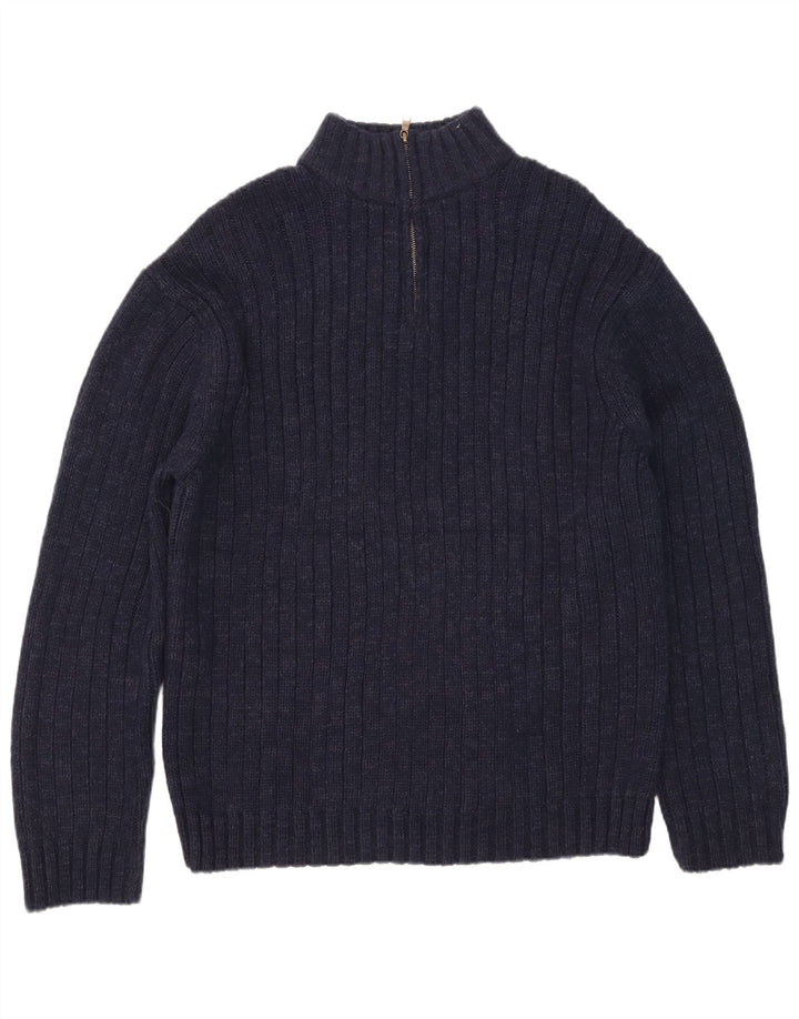 Marks & Spencer Herre Zip Neck Jumper Sweater 2XL Navy Blue Akryl