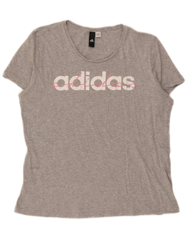 Adidas Dame Grafisk T-Shirt Top UK 18 XL Grå