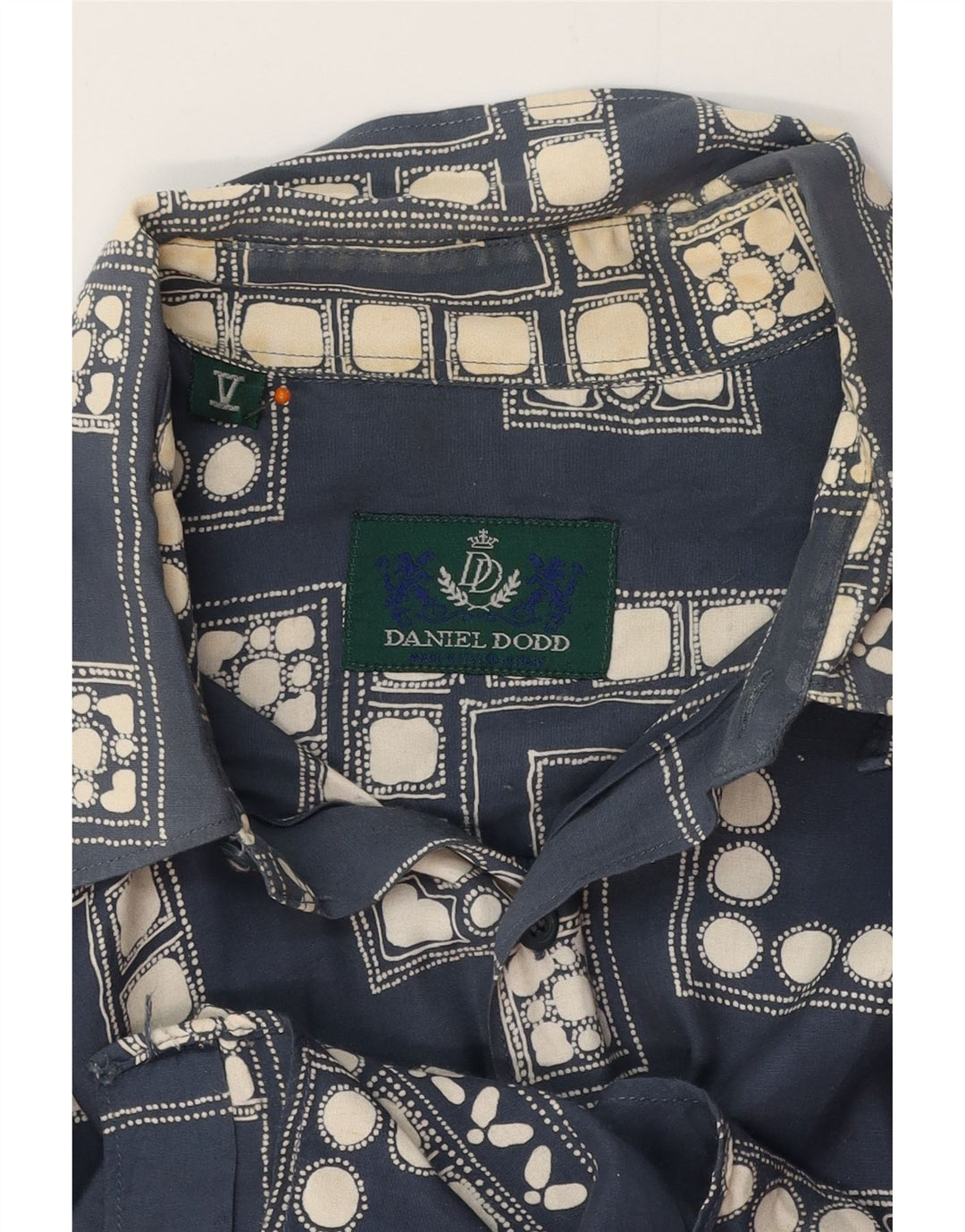 VINTAGE Herreskjorte Stor Marineblå Geometrisk