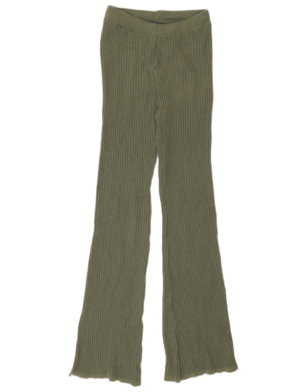 Zara Womens Knit Flare Leggings UK 12 Medium Green Polyester