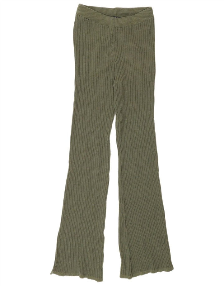 Zara Womens Knit Flare Leggings UK 12 Medium Green Polyester