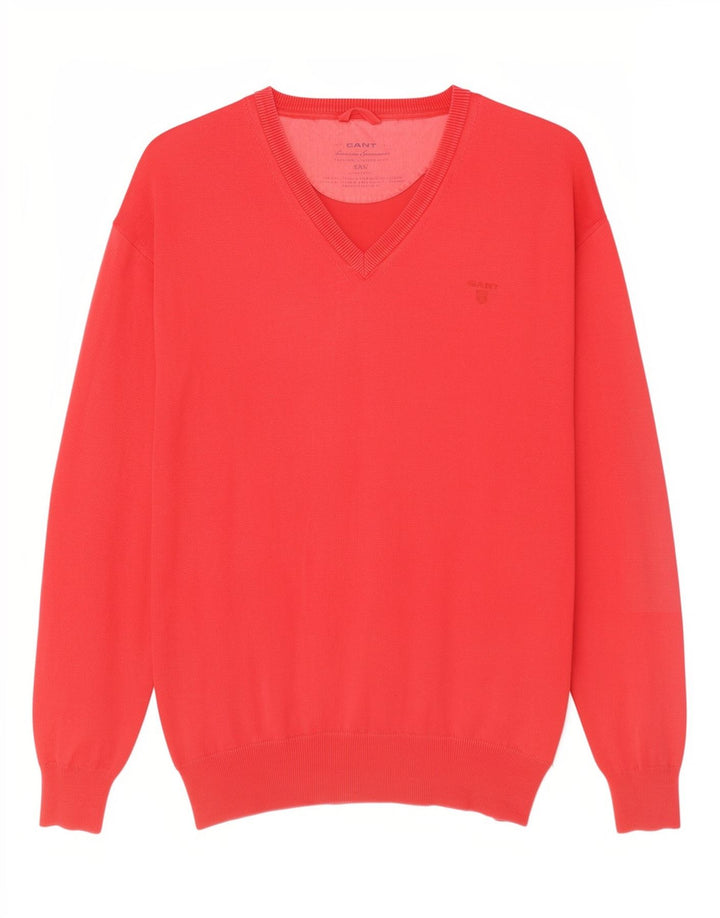 Gant Herre V-hals sweater 2XL rød bomuld