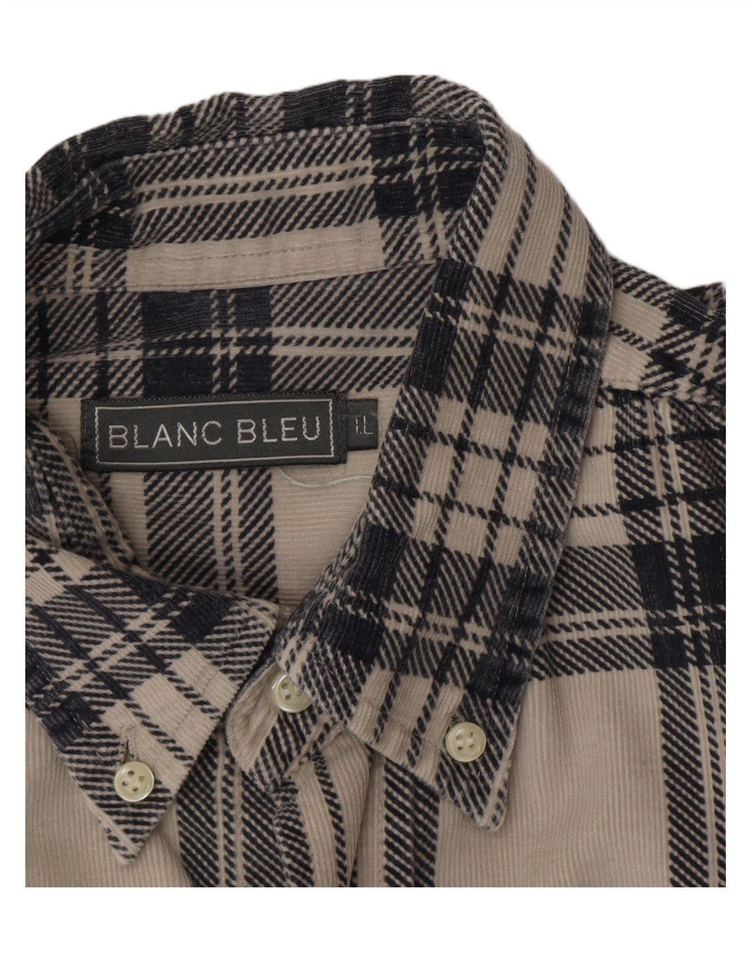 Blanc Bleu Herre Corduroy Skjorte Large Off White Ternet bomuld