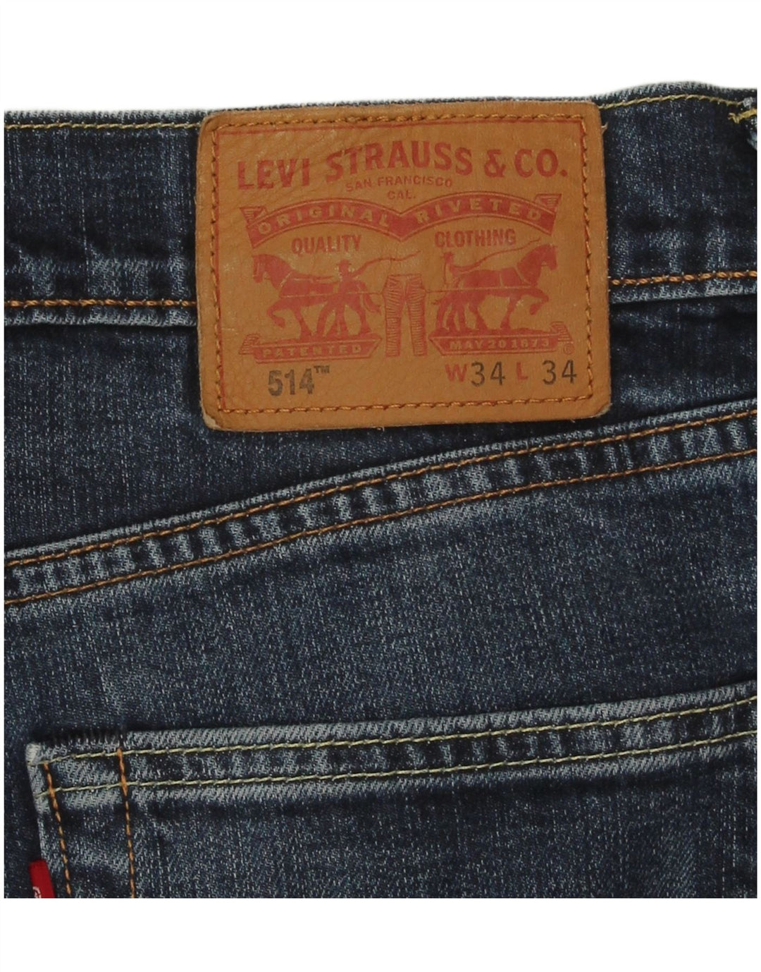 Levi's Herre 514 Straight Jeans W34 L34 Blå Bomuld