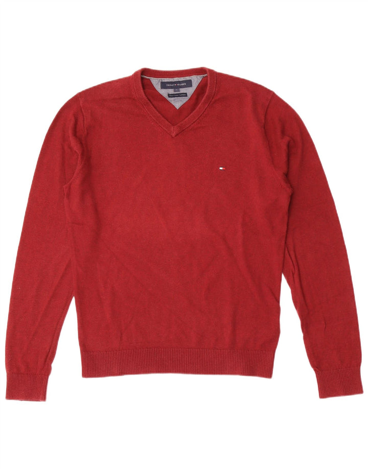 Tommy Hilfiger Herre V-hals sweater lille rød bomuld