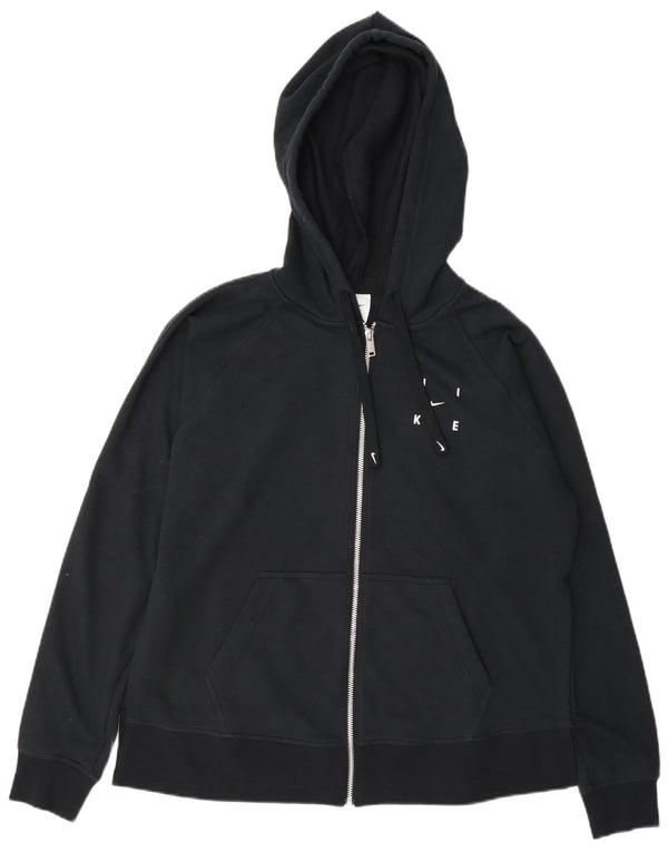 Nike Womens Dri Fit Oversized Zip Hoodie Sweater UK 10 Small Navy Blue