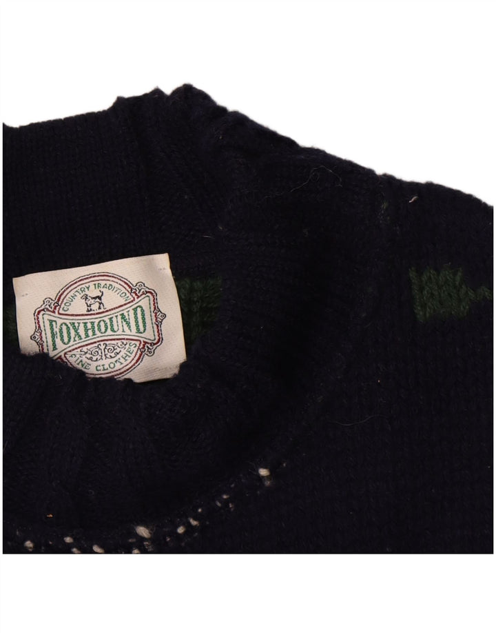 Foxhound Herre Turtle Neck Jumper Sweater Large Navy Blue Floral