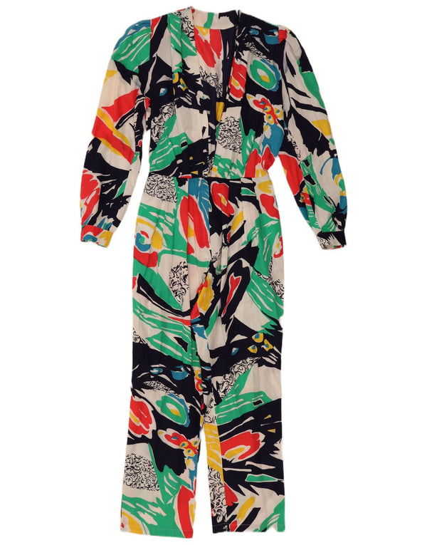 Vintage kvinders abstrakt mønster Jumpsuit UK 12 Medium Flerfarvet