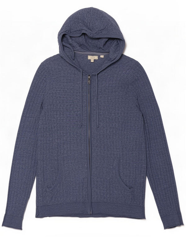 Fat Face Dame Hætte Cardigan Sweater UK 14 Large Navy Blue Cotton