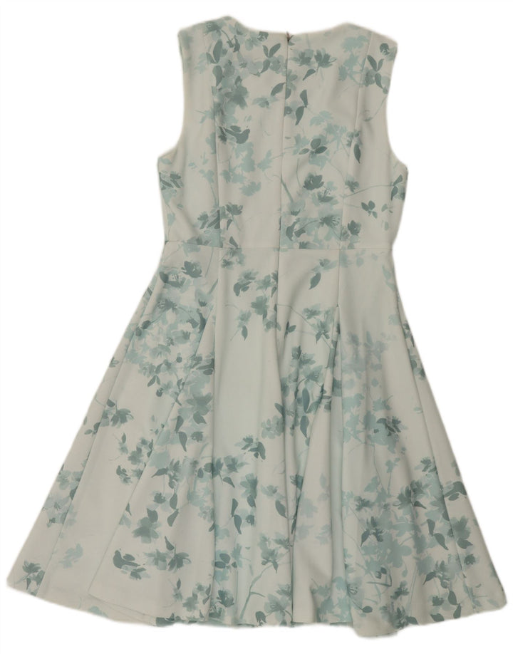 Dkny Dame Ærmeløs A-Line Kjole EU 40 Medium Green Floral Polyester