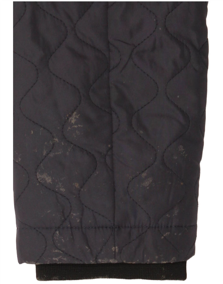 Zara Womens Crop Quilted Jacket UK 10 Small Navy Blue