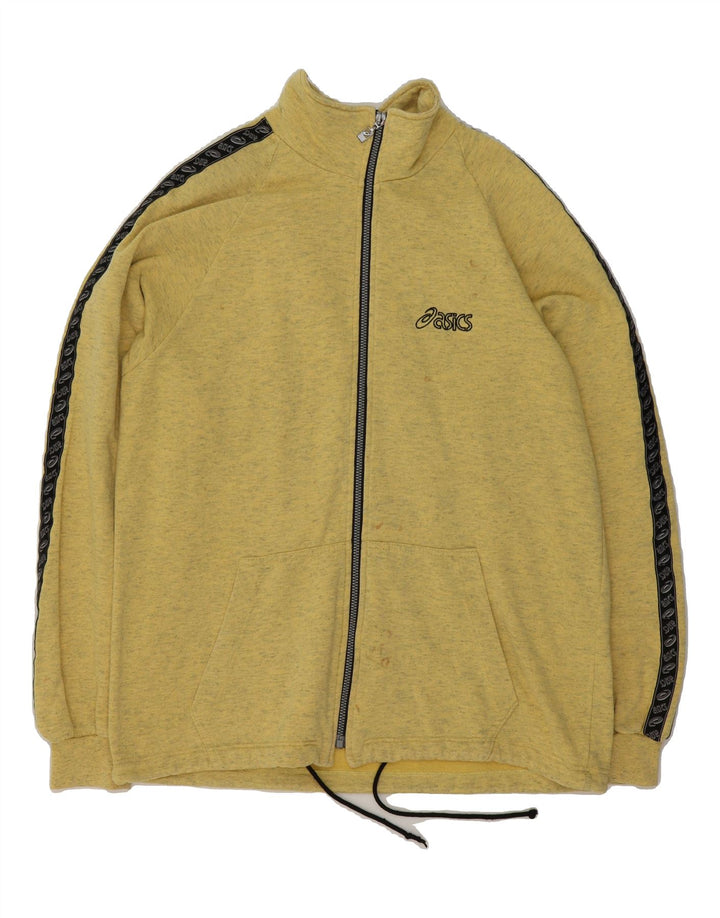 ASICS Mens Graphic Tracksuit Top Jacket XL Yellow Flecked Vintage Asics and Second-Hand Asics from Messina Hembry 