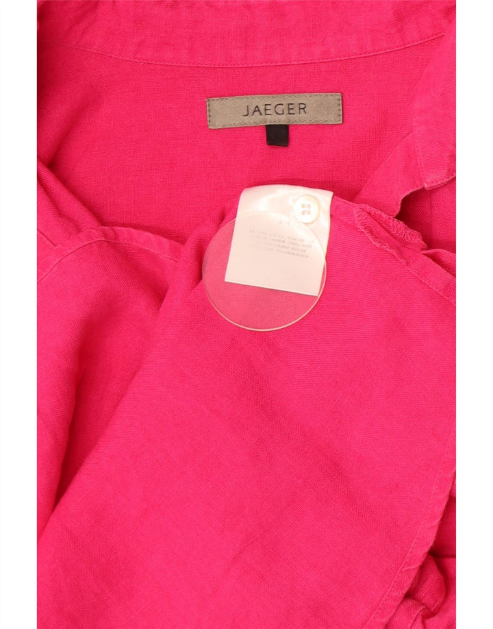 JAEGER skjorte med 3/4 ærmer til kvinder UK 14 Medium Pink Linen