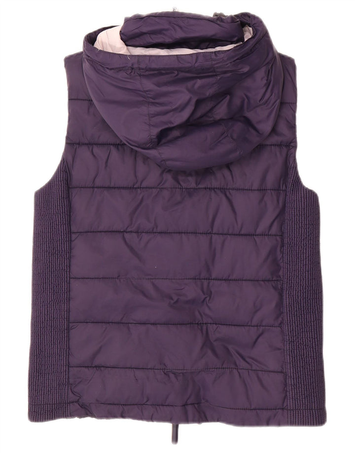 SUPERDRY Dame Hætte Polstret Gilet UK 14 Large Navy Blue Polyester