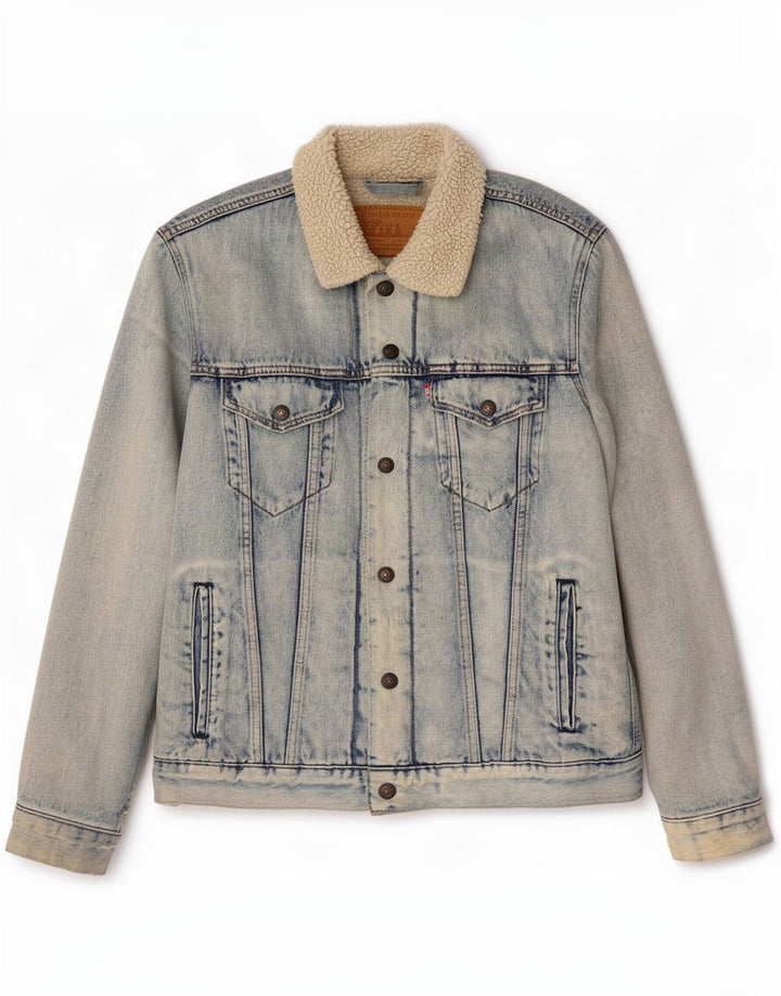 Levi's Denim Sherpa-jakke til mænd UK 38 Medium Blue Cotton