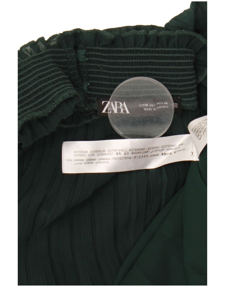 ZARA 3/4 ærmet maxikjole til kvinder UK 12 mellemgrøn polyester