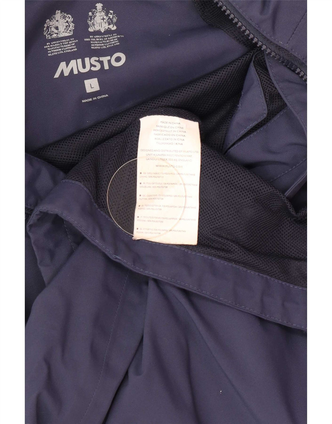 Musto Regnjakke med hætte til mænd UK 40 Large Navy Blue Polyester