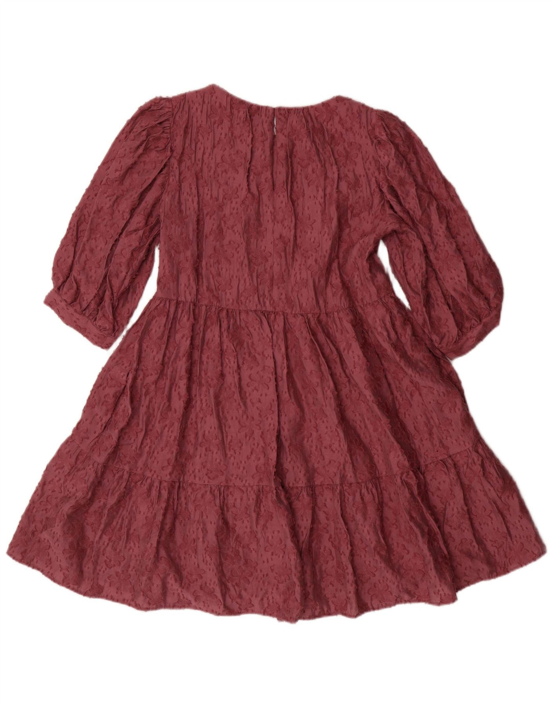 Zara Dame 3/4-ærmet A-line kjole UK 6 XS Pink Floral Viscose Bohemian