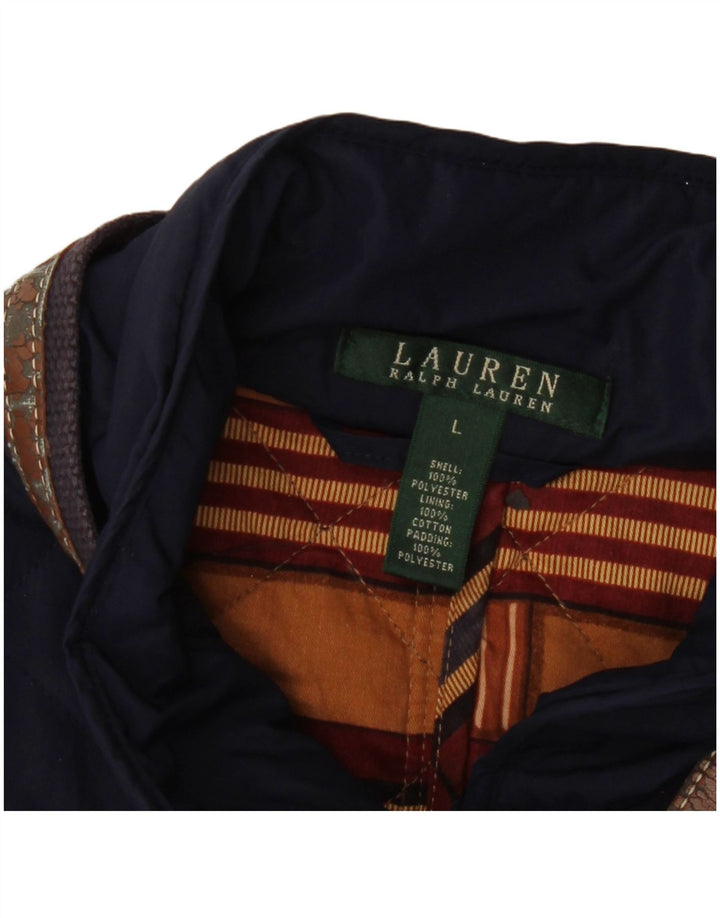 Ralph Lauren Dame Quilted Jacket UK 16 Large Navy Blue Polyester