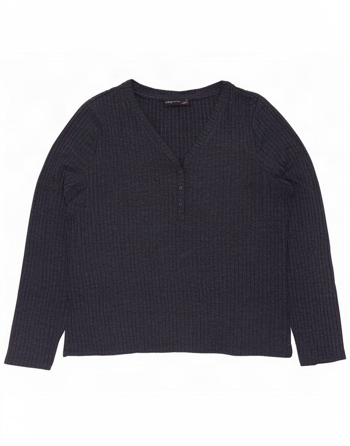 Marks & Spencer Dame Top Langærmet UK 14 Medium Navy Blue Polyester