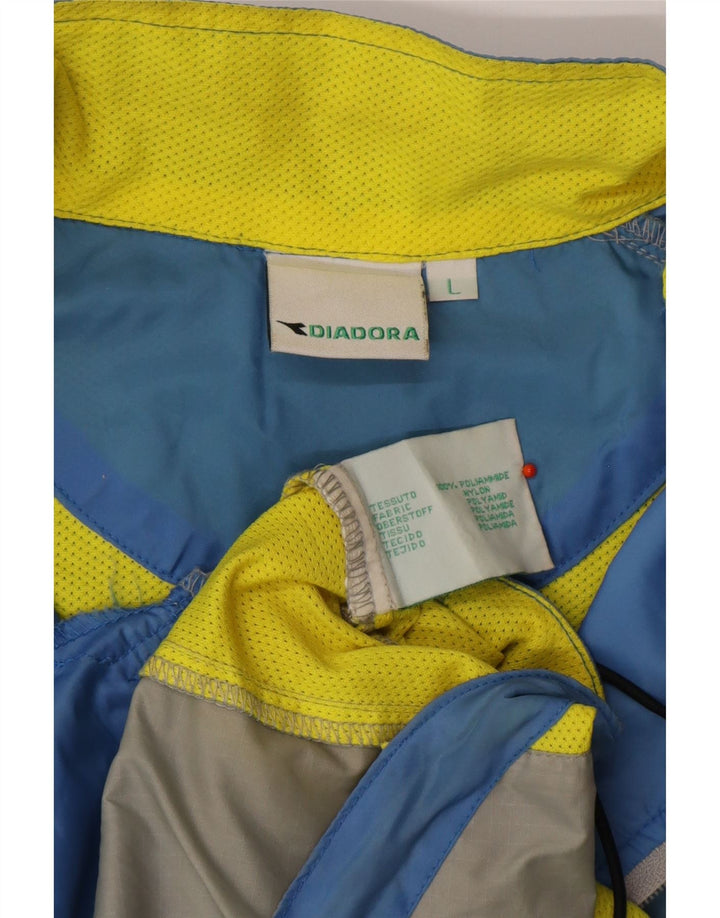 DIADORA Grafisk træningsdragt til mænd, topjakke, stor blå farveblok polyamid
