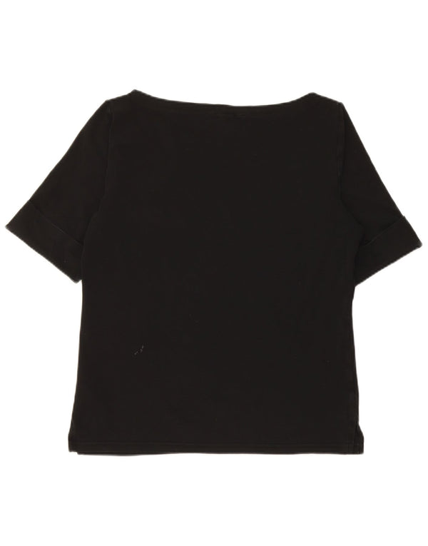 Ralph Lauren Dame T-Shirt Top UK 14 Stor Sort Bomuld