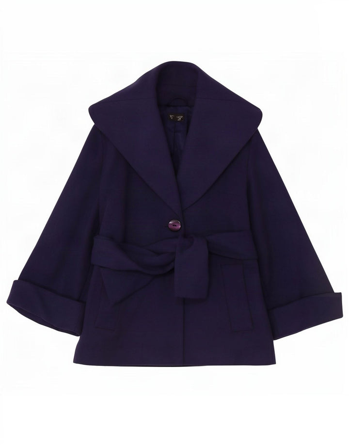 Topshop Dame Kort Oversized Overfrakke UK 8 Small Navy Blue Uld