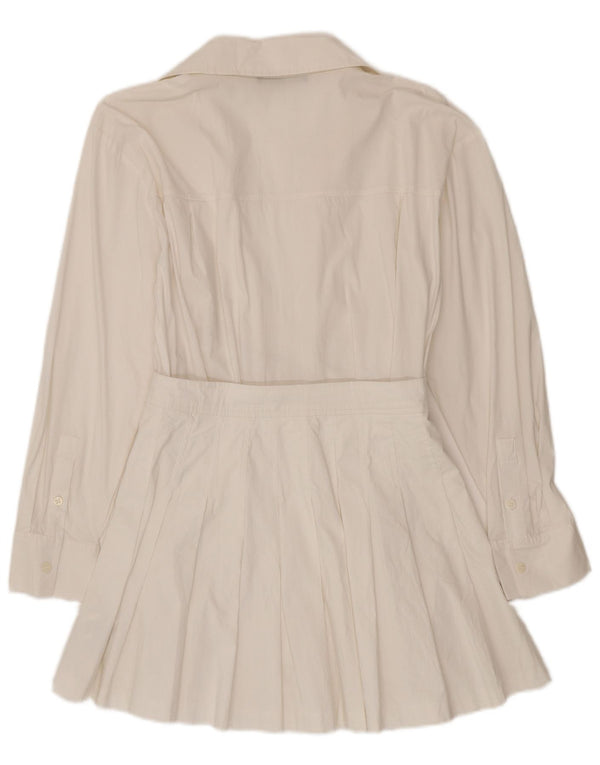 Zara Dame Wrap Langærmet Playsuit UK 10 Small White Bomuld