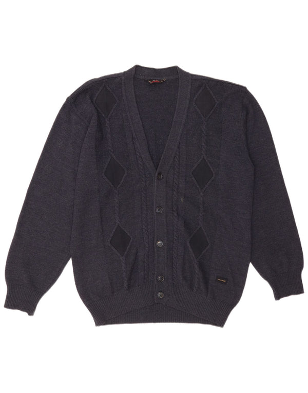 Paul & Shark Herre Yachting Cardigan Sweater XL Navy Blue Argyle/Diamond