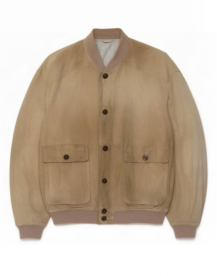 Vintage herre ruskind bomberjakke UK 38 medium beige læder