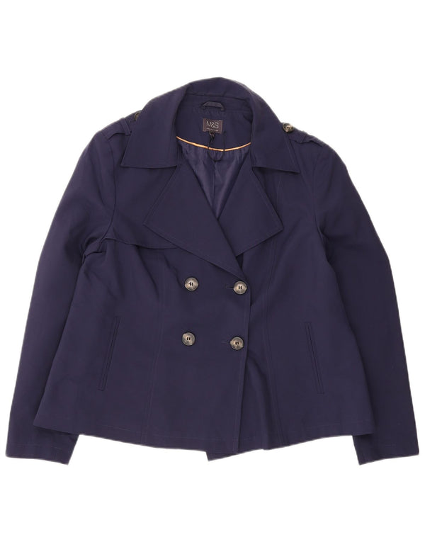 Marks & Spencer Womens Pea Coat UK 16 Large Navy Blue Polyester