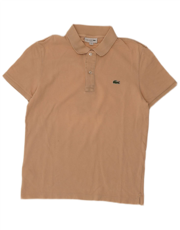 Lacoste Herre Slim Fit Polo Shirt Størrelse 4 Medium Beige Bomuld