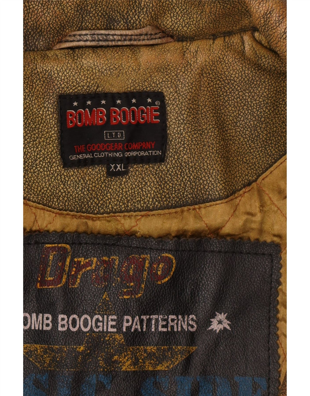 BOMB BOOGIE Herre Læderjakke UK 44 2XL Brun Læder Biker